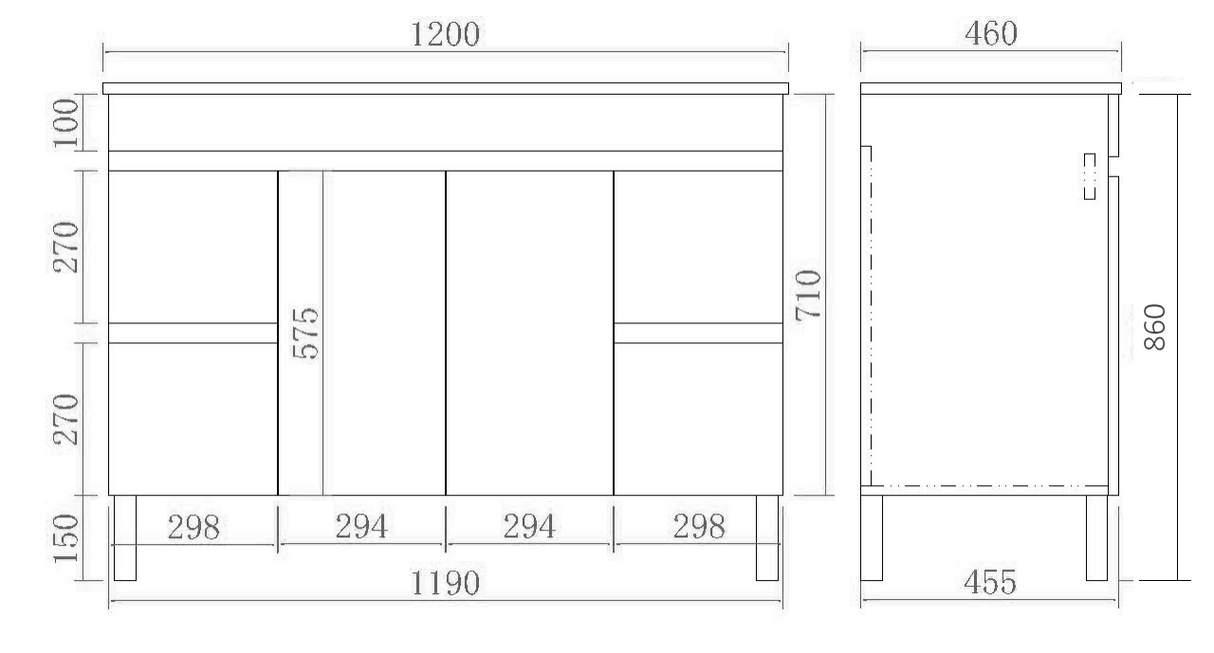 Evie Oak Free-Standing PVC Vanity EV124L-OAK — detail 2