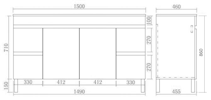Evie Oak Free-Standing PVC Vanity EV154L-OAK — detail 2