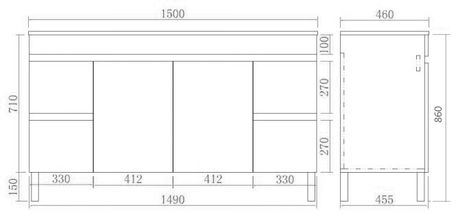 Evie Oak Free-Standing PVC Vanity EV154L-OAK — detail 2