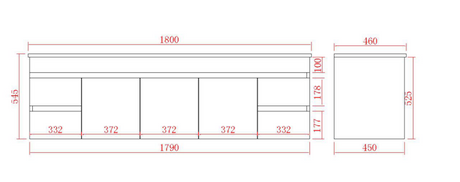 Evie Oak Wall-Hung PVC Vanity EV184WH-OAK — detail 2