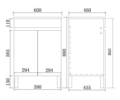 Evie Oak Free-Standing PVC Vanity EV64L-OAK — detail 2