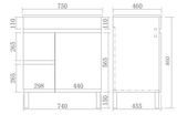 Evie Dark Brown Free-Standing PVC Vanity EV74LL-DB — detail 2