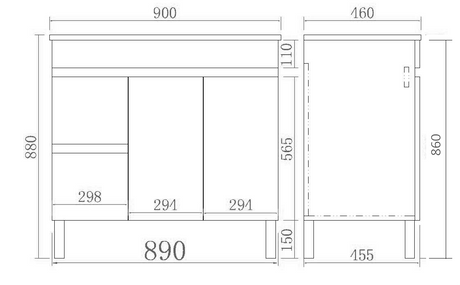 Evie Dark Brown Free-Standing PVC Vanity EV94LL-DB — detail 2