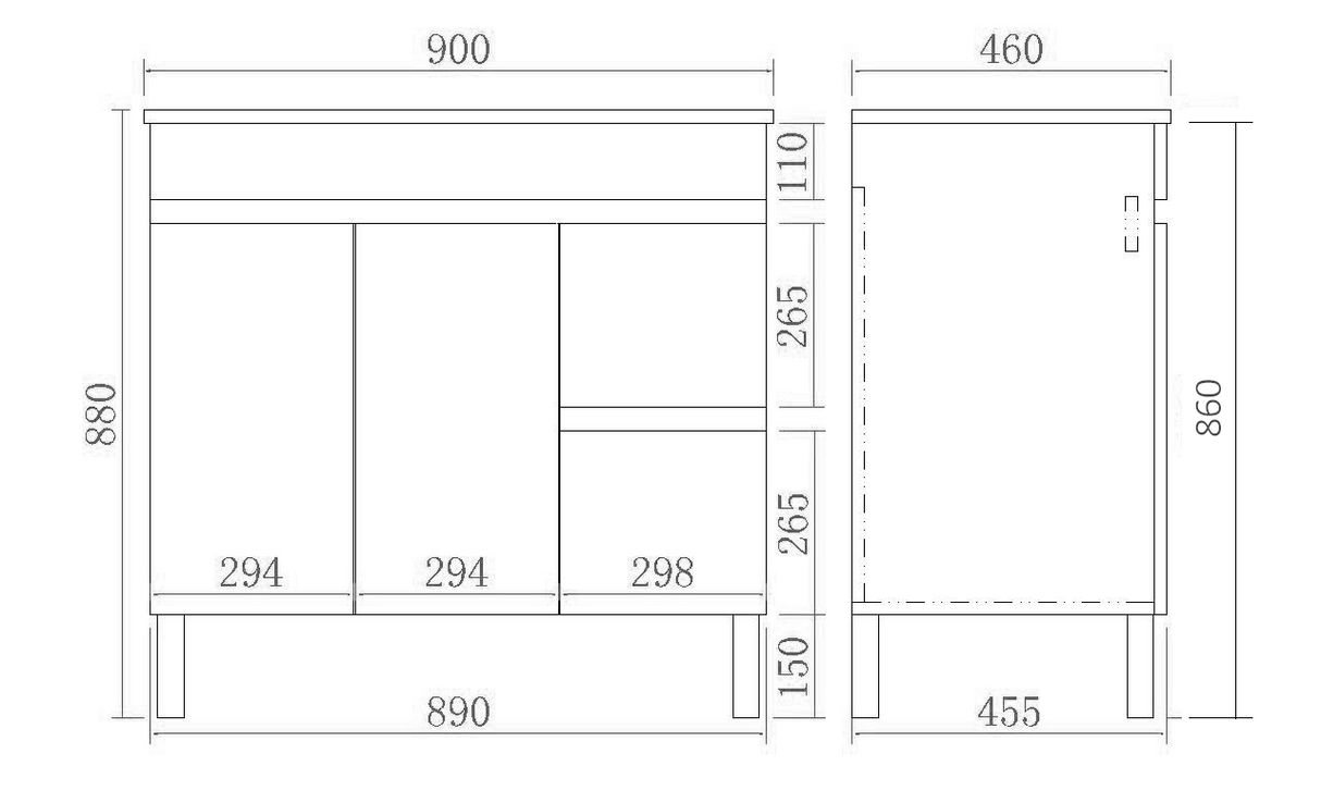 Evie Oak Free-Standing PVC Vanity EV94RL-OAK — detail 2