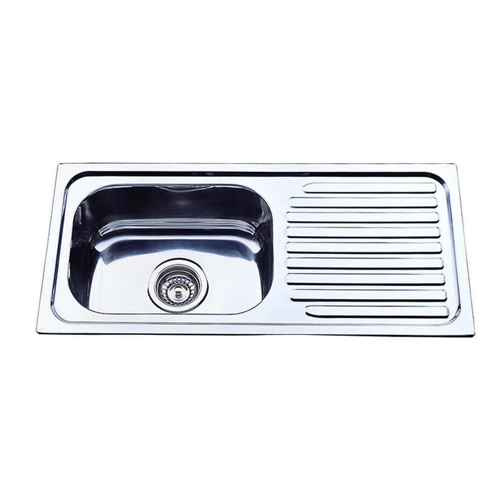 Eden Single Bowl & Single Drainer Sink LHB   765mm Chrome