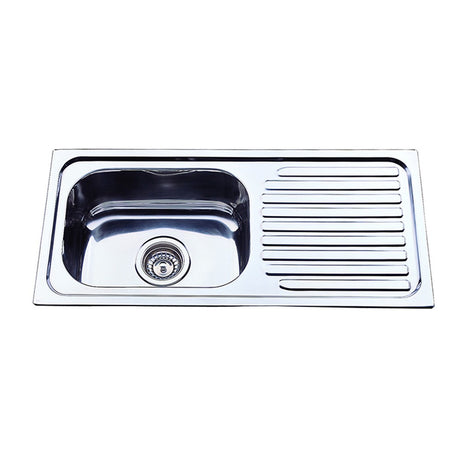 Eden Single Bowl & Single Drainer Sink LHB   765mm Chrome