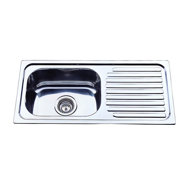Eden Single Bowl & Single Drainer Sink LHB   765mm Chrome