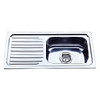 Eden Single Bowl & Single Drainer Sink RHB  765mm Chrome