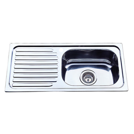 Eden Single Bowl & Single Drainer Sink RHB  765mm Chrome