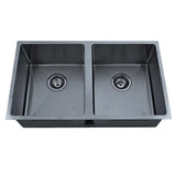 Stainless Steel Double Bowl  Undermount Sink (R10 Corner) Matt Black Matt Black