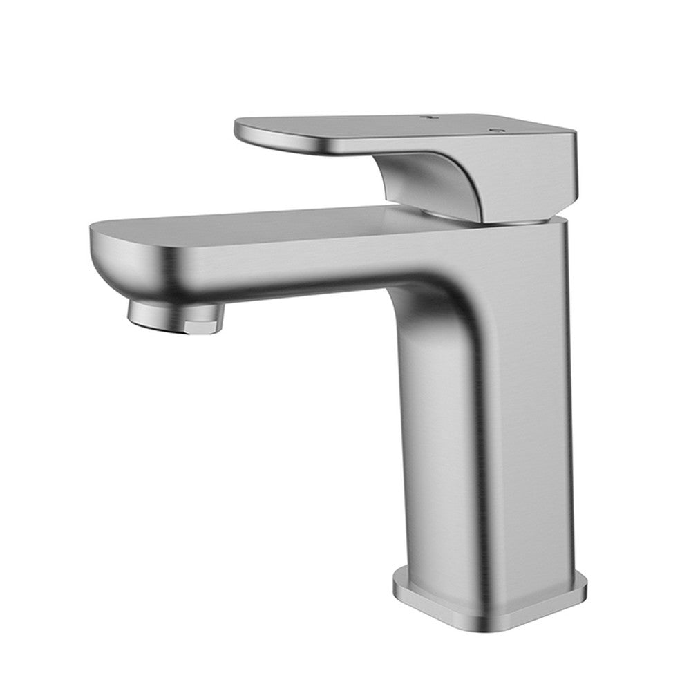 Eden  Round Cornered Rectangle Handle Basin Mixer Brushed Nickel  Lead Free Brushed Nickel
