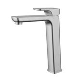 Eden  Round Cornered Rectangle Handle High Rise Basin Mixer Brushed Nickel Lead Free Brushed Nickel