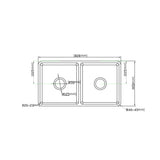 Greenwich Fireclay farmhouse double sinks 838*457*255mm (FCBD828-D-GW/MB) — detail 8