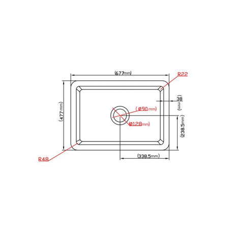 Camden Fireclay Square insert/undermound sinks 677*470*282mm (FCND677GW/MB) — detail 9