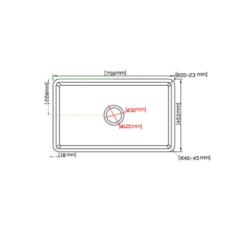 Kensington Fireclay farrmhouse sink 758*453*254mm (FCS758) — detail 8
