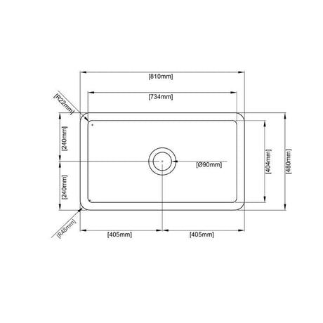 Camden Fireclay Square insert/undermound sinks 810*480*255mm (FCND810GW/MB) — detail 8