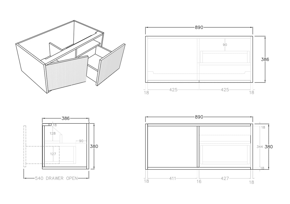 Bellevue Wall-Hung PVC Fluted Vanity Bellevue K93RW — detail 4