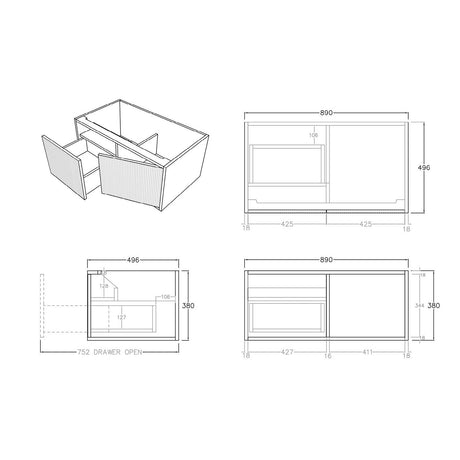 Bellevue Wall-Hung PVC Fluted Vanity K95LW — detail 4