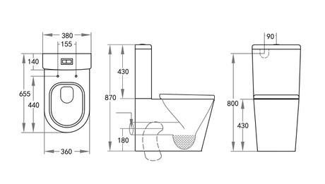 Roma Rimless Toilet Suite Dual Flush 655*385*870mm V022R/V022R-MB — detail 9