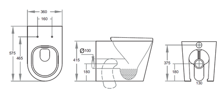 Jill Rimless Wall Faced Floor Pan Dual Flush 575*360*415mm V102R/V102R-MW/-MB — detail 6