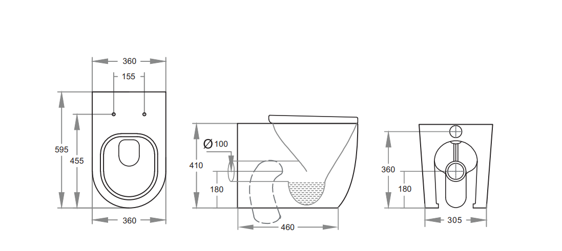 Vex Tornado Wall Faced Floor Pan Dual Flush 595*360*410mm V105T — detail 4