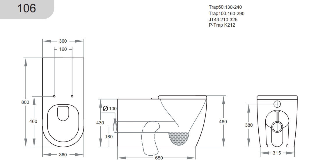 KDK106  Asta Care Wall Faced Floor Pan — detail 3