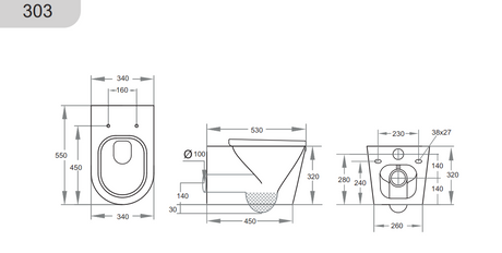 KDK303-B Qubist BTW Wall Hung Pan — detail 2