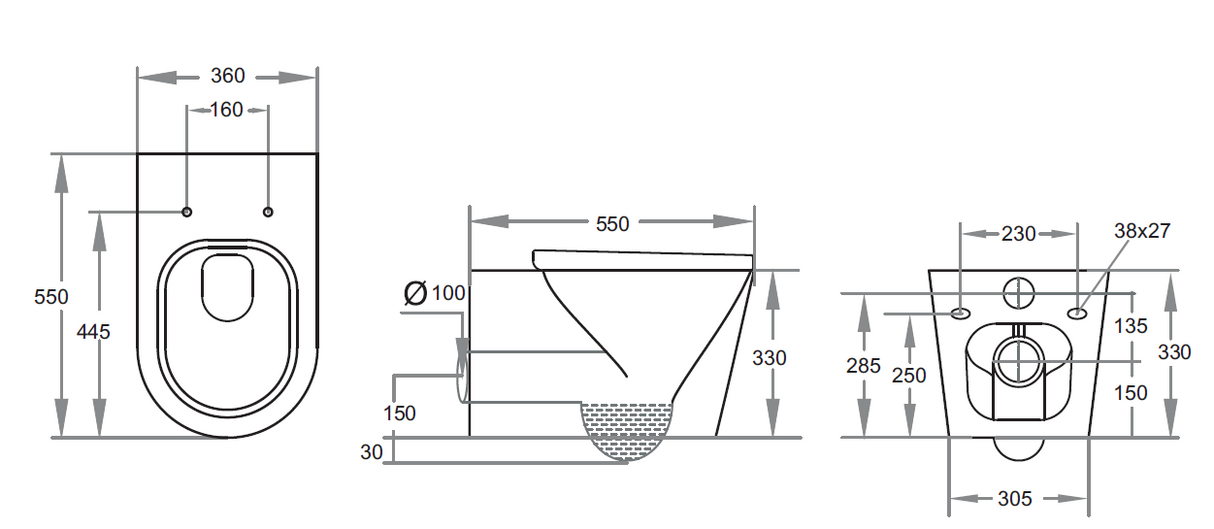Aqualis Rimless Wall Hung Pan Dual Flush 585*360*455mm V305R — detail 4