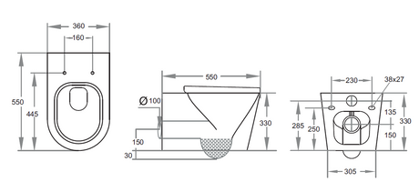 Aqualis Rimless Wall Hung Pan Dual Flush 585*360*455mm V305R — detail 4