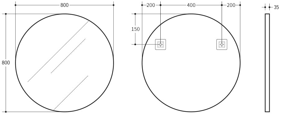 Vetra Aluminum Framed Mirror 5mm Copper Free with Safety Film 600/700/800 VRFM600/700/800-MB/BG/BN/GM — detail 9