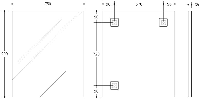 Vetra Aluminum Framed Mirror 5mm Copper Free with Safety Film 450/600/750/900/1200 VSFM4560/6075/7575/9075/1290-MB — detail 8