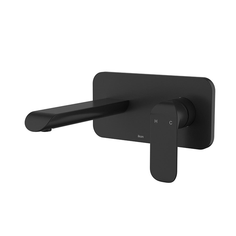 IKON-Kara Matt Black Wall Basin Mixer Lead Free Matt Black
