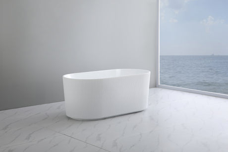 Ceto Bari Groove 1700mm Fluted Oval Freestanding Back to Wall Bath BGV1700
