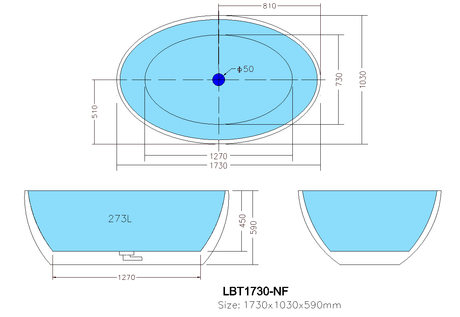 Lucia LBT1800 Freestanding Bathtub — detail 3