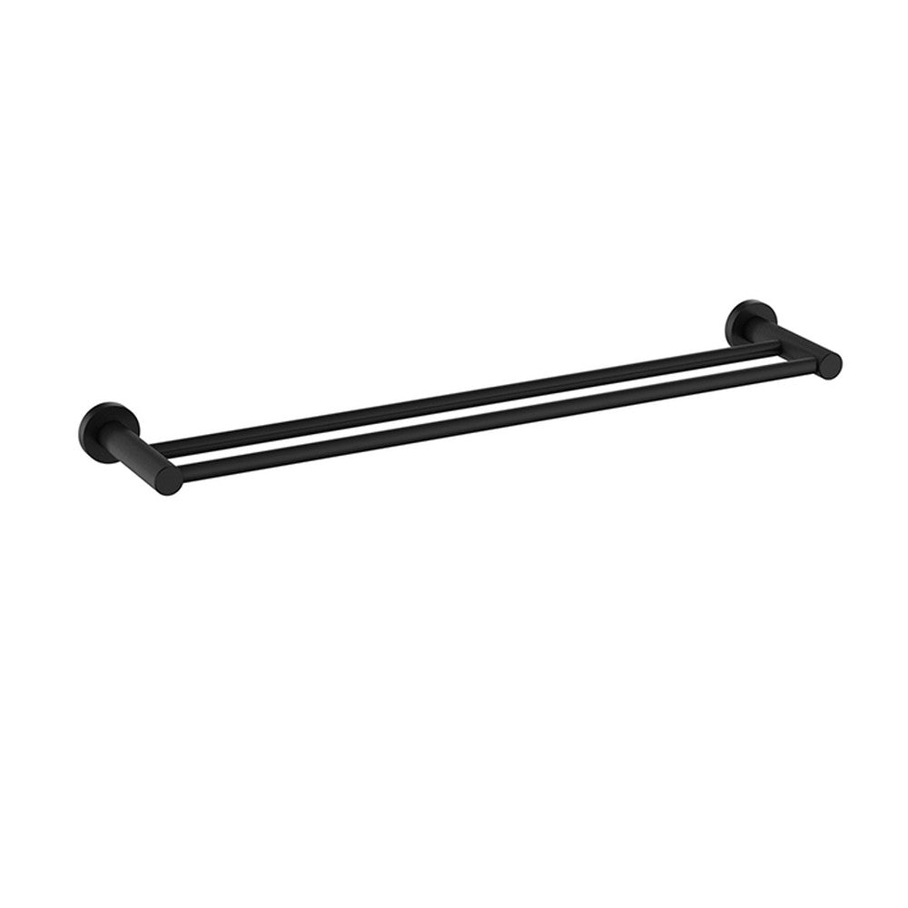 Linie  Double Towel Rail 800  mm In Matt Black Matt Black