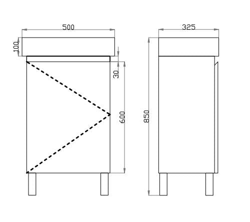 Polar Ensuite Free-Standing PVC Vanity P53LG-CT — detail 5
