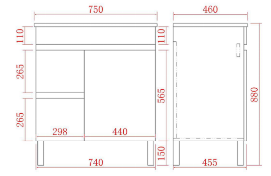 Nova Free-Standing Plywood Vanity with Kickboard NC74LKB — detail 2