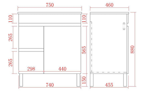 Nova Free-Standing Plywood Vanity with Kickboard NC74LKB — detail 2