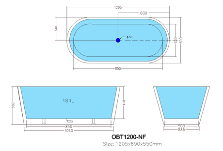 Ovia OBT1200 Freestanding Bathtub — detail 4