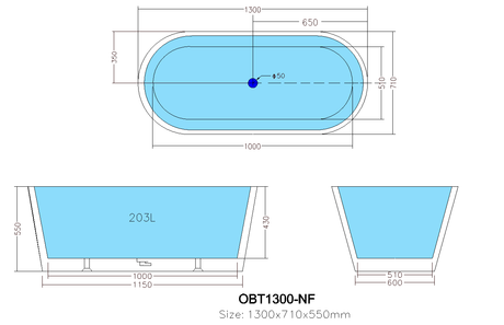 Ovia OBT1300 Freestanding Bathtub — detail 4