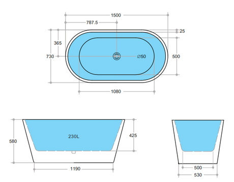 Ovia OBT1500 Freestanding Bathtub — detail 3