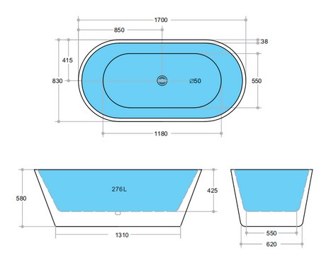 Ovia OBT1700 Freestanding Bathtub — detail 3