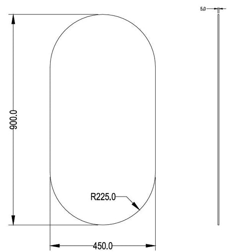 Ovian Plain Mirror Pencil Edge 450*900mm OVBM4590 — detail 5