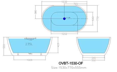 Olivia OVBT1530 Freestanding Bathtub — detail 2