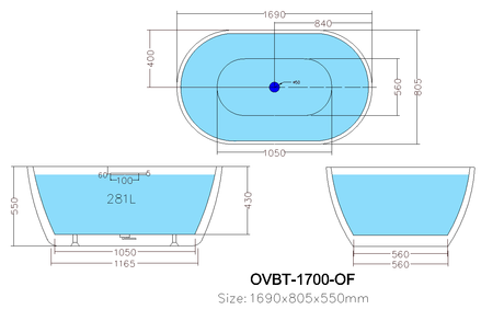 Olivia OVBT1700 Freestanding Bathtub — detail 3
