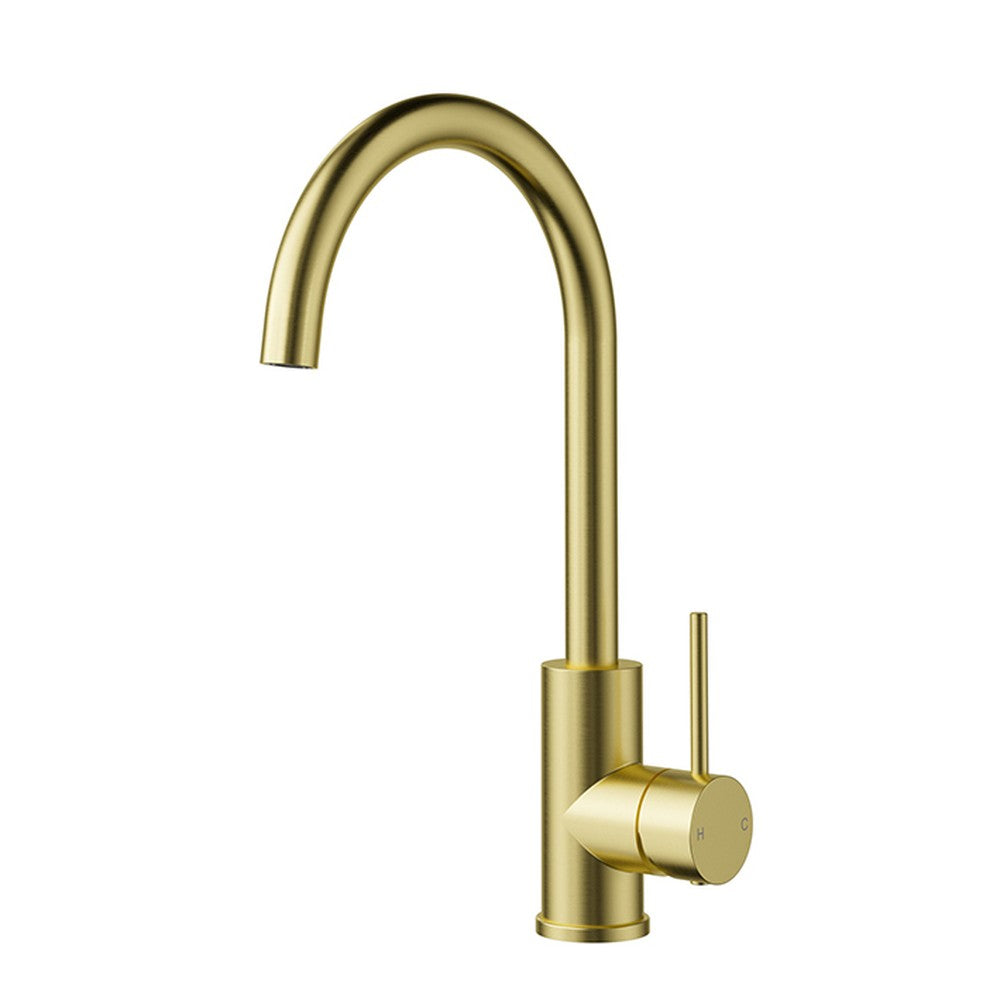 Otus Slimline SS304  Sink Mixer Gooseneck Brushed Gold Brushed Gold