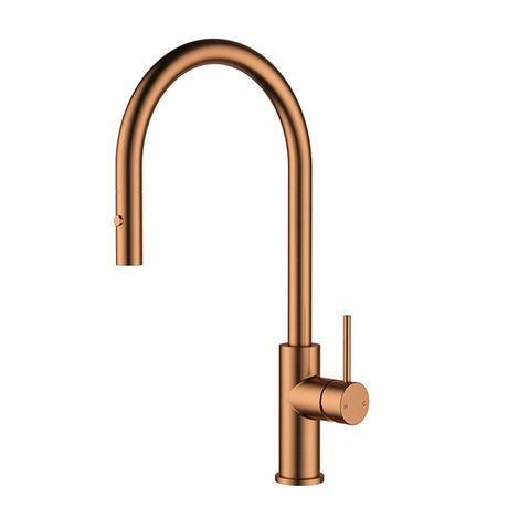 Otus Slimline ss Gooseneck Pull-Out Sink Mixer In Brushed Copper Brushed Copper