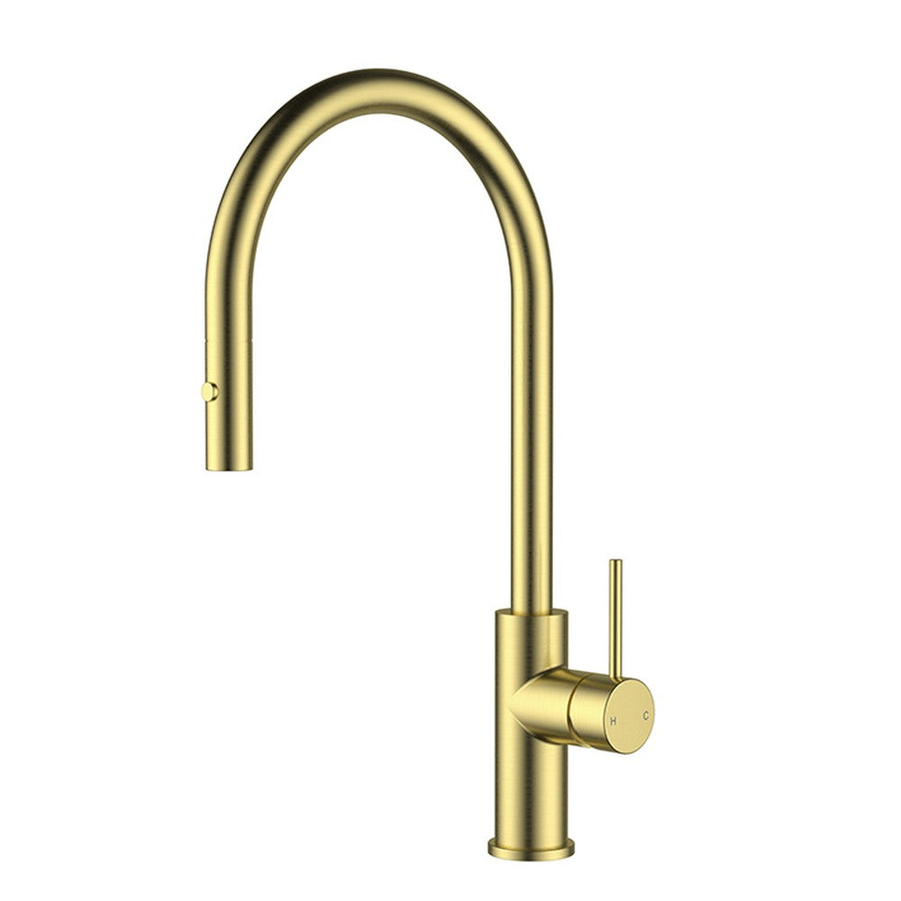 Otus Slimline ss Gooseneck Pull-Out Sink Mixer In Brushed Gold Brushed Gold