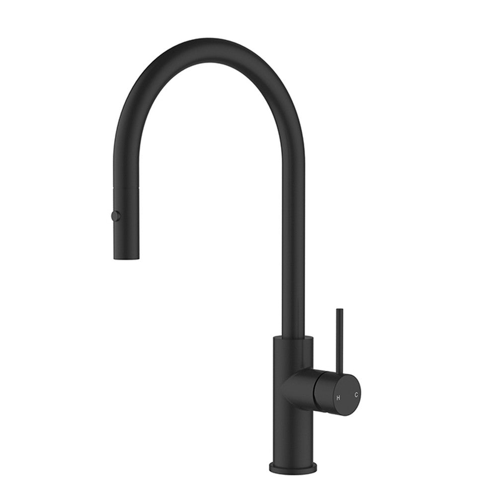 Otus Slimline ss Gooseneck  Pull-Out Sink Mixer In Matt Black Matt Black
