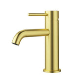 Otus Slimline SS304  Basin Mixer Curved Spout Brushed Gold Brushed Gold